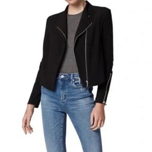 Blank NYC Jacket Moto Medium Women Black Sin City Mesh Cut Out Zip High Low C1